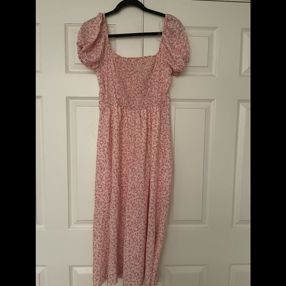Ballon sleeve midi floral dress